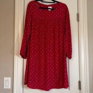 The Nines By Hatch Long Sleeve Crepe Maternity Dress Red Floral Print Size L